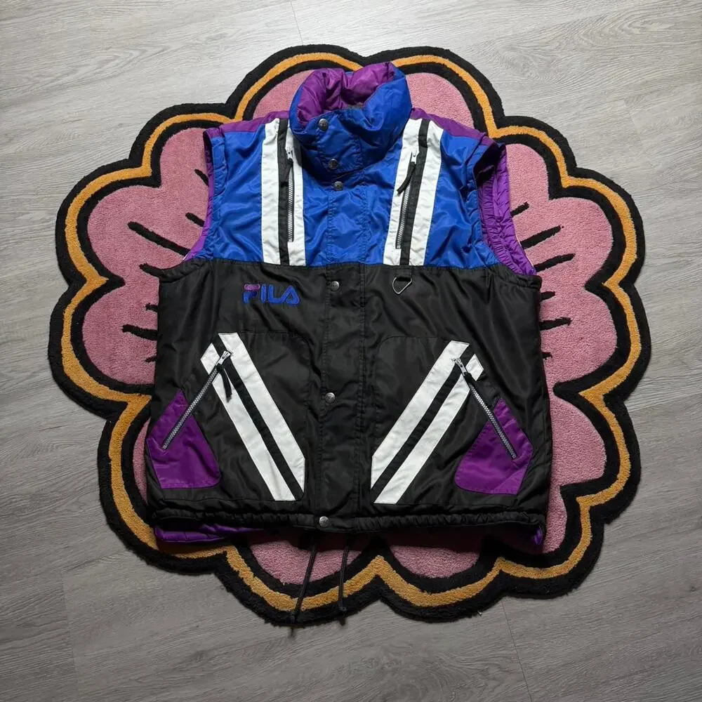Vintage 90’s Fila Ski Team Full Zip Embroidered Logo Vest Size 2XL